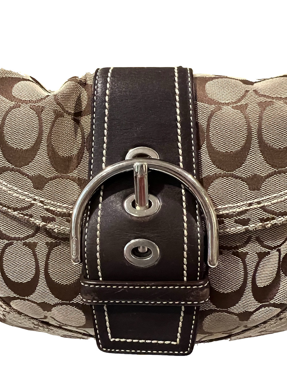 Coach Soho Signature C Jacquard Vintage Shoulder Bag with Dark Brown Trim EUC - Picture 3 of 15
